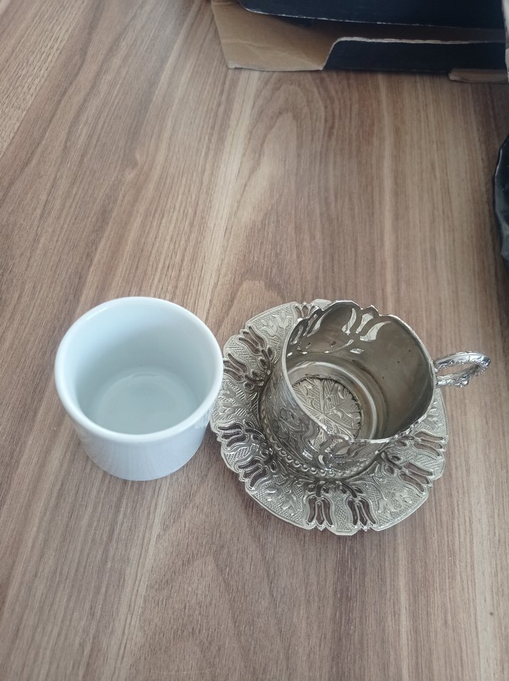 Dinnox 6'lı Nostaljik Kahve Seti Gümüş Beyaz - Görsel 3