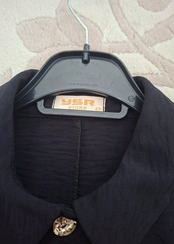 Düğmeli Siyah kadın tunik gomlek - Görsel 5