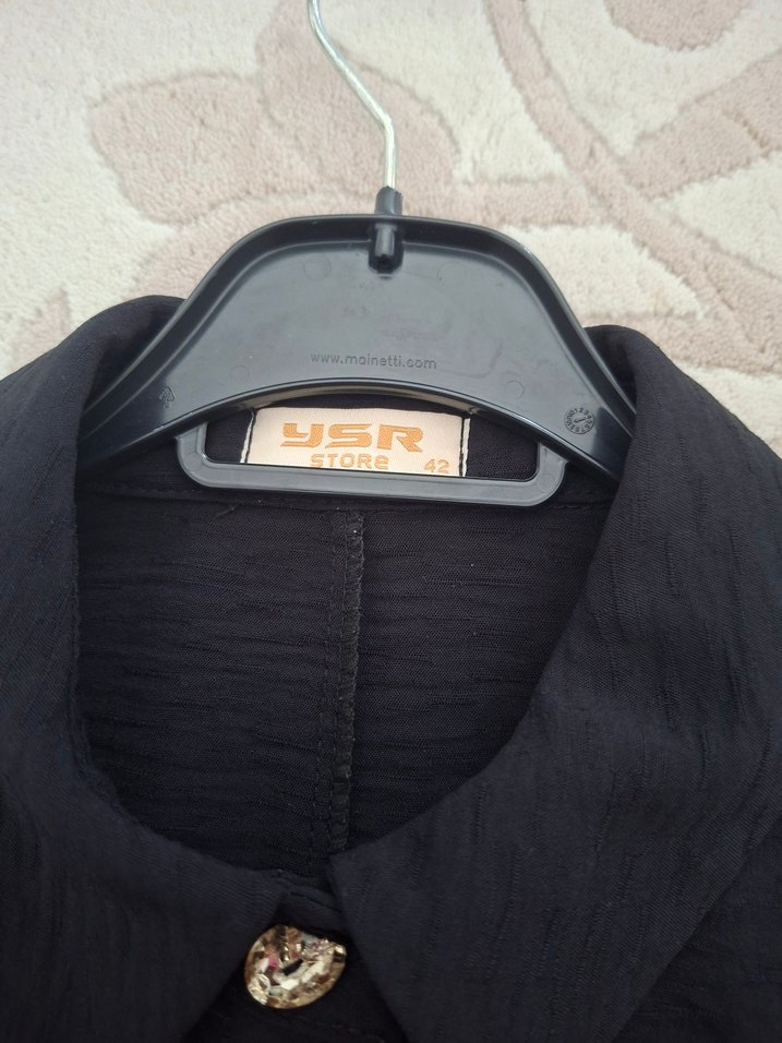 Düğmeli Siyah kadın tunik gomlek - Görsel 5