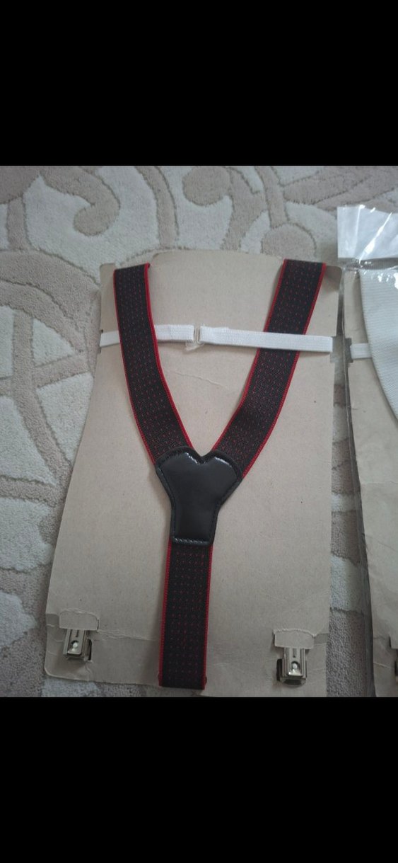 Koyu Kırmızı Desenli Çocuk Askısı ve Papyon - Görsel 2