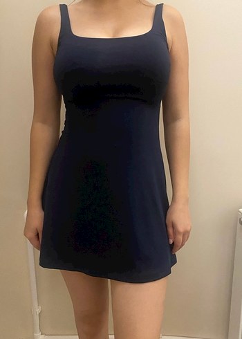 H&M Lacivert İnce Askili Minimal Elbise