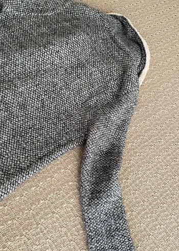 Gri Örgü Yün Kadın Midi Kaban - Görsel 4