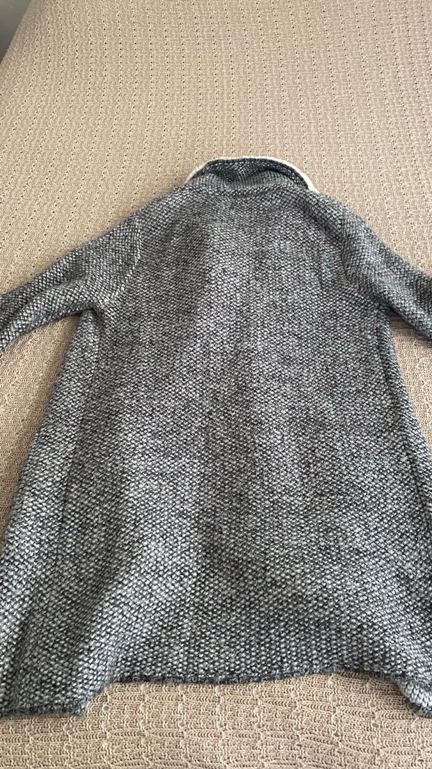 Gri Örgü Yün Kadın Midi Kaban - Görsel 3