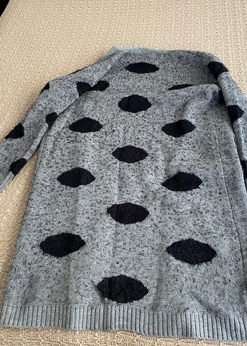 Uzun Gri Örgü Kadın Hırka - Görsel 3