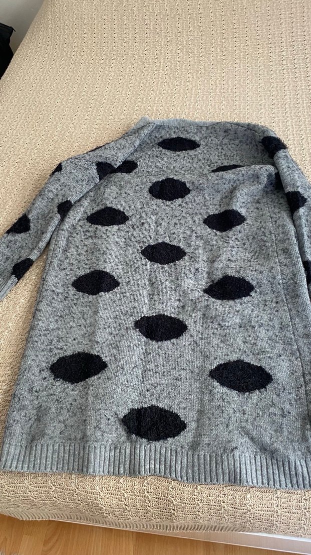 Uzun Gri Örgü Kadın Hırka - Görsel 3