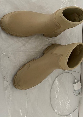 Bej Kadın Platform Topuklu Lastik Bot orjinal - Görsel 2