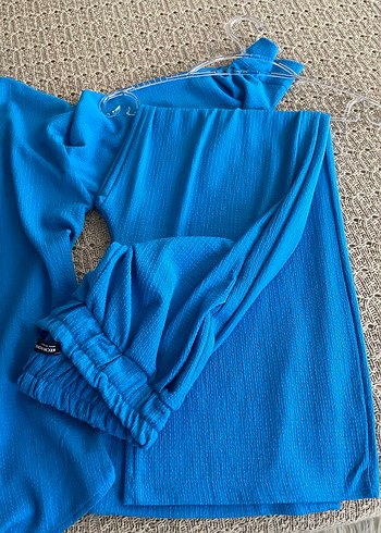 Mavi Düğmeli Keten Kadın Gömlek - Görsel 2