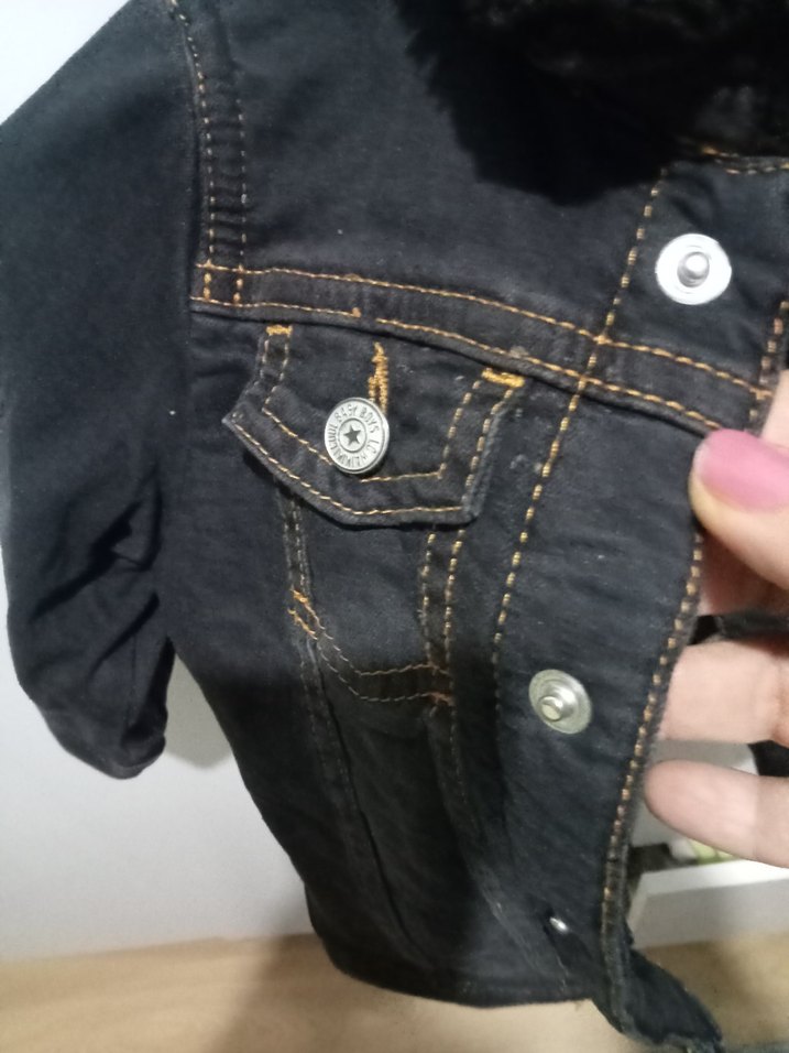 erkek bebek kürklü kot ceket. - Görsel 2