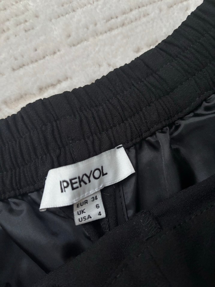 Siyah Midi Kadın Kumaş Pantolon - Görsel 4