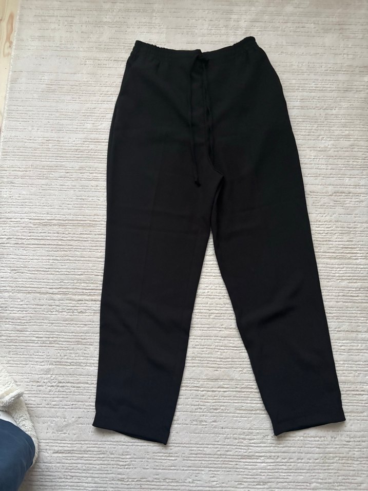 Siyah Midi Kadın Kumaş Pantolon - Görsel 3