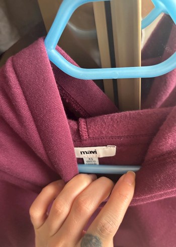 Mor Kapüşonlu Salaş Sweatshirt - Görsel 4