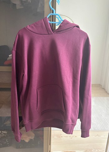 Mor Kapüşonlu Salaş Sweatshirt - Görsel 2