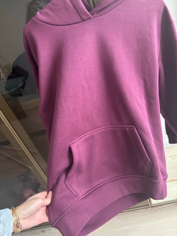 Mor Kapüşonlu Salaş Sweatshirt - Görsel 3