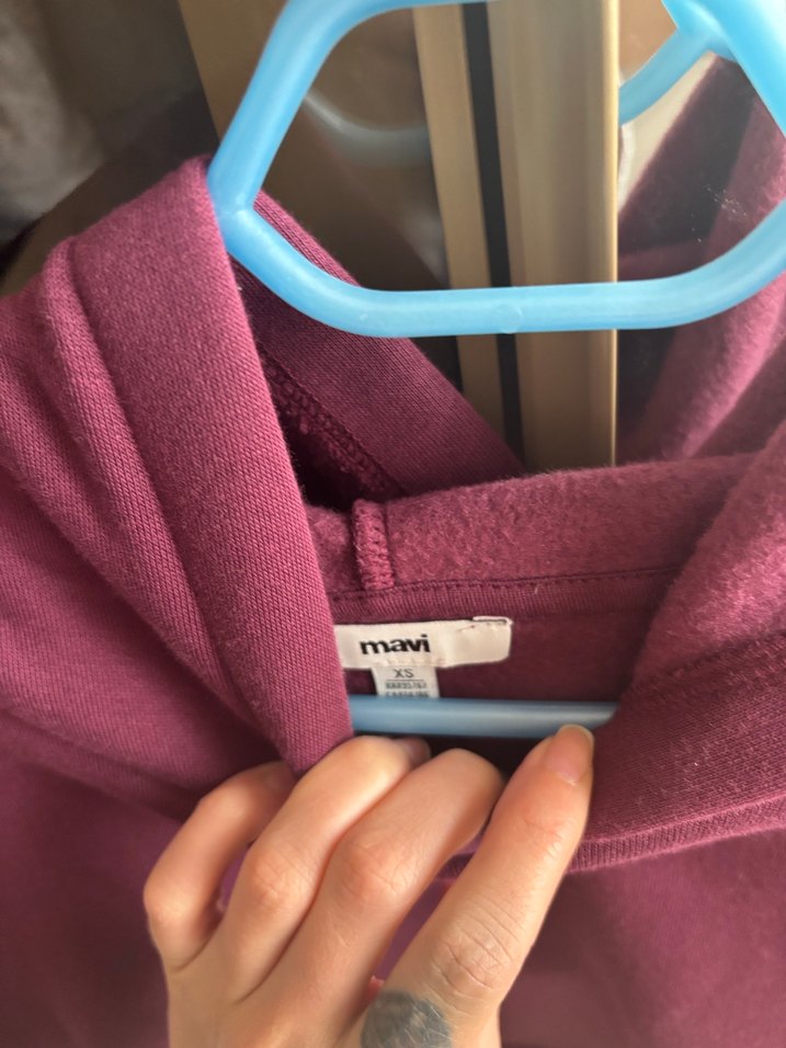 Mor Kapüşonlu Salaş Sweatshirt - Görsel 4