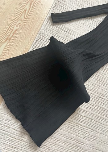 Kadın Siyah Piliseli Uzun Elbise - Görsel 5