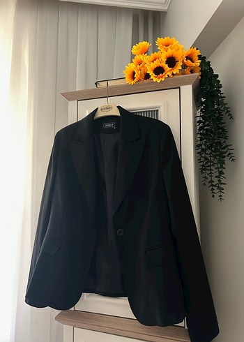 Diğer Siyah Kadın Ofis Blazeri, Düğmeli, Normal Boy