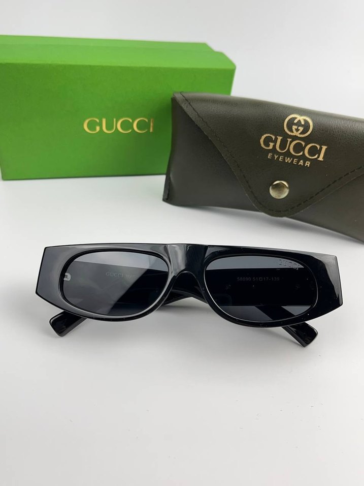 Gucci Siyah Parlak Kadın Güneş Gözlüğü - Görsel 4