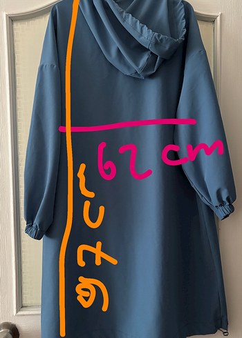 Kadın Mavi Kapüşonlu Uzun Fermuarlı - Görsel 2