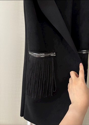 Diğer Siyah Süet Kemerli Kolsuz Mini Yelek