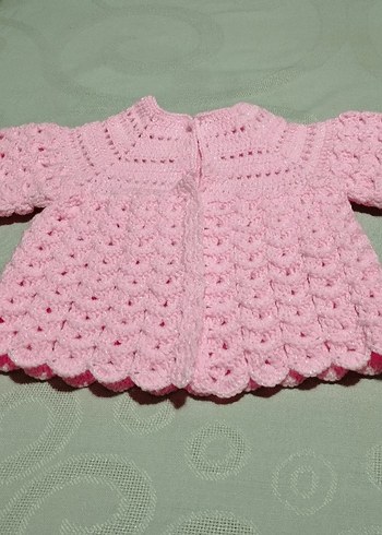 Pembe Örgü Kız Hırka - Görsel 2