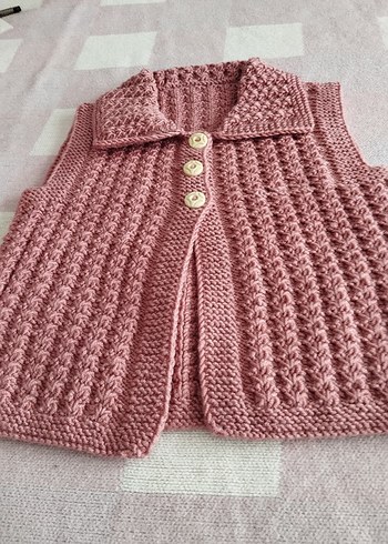 Pembe Örgü Kız çocuk Süveter - Görsel 2