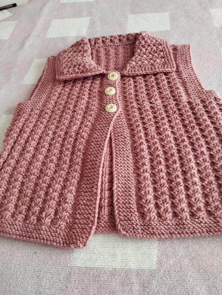 Pembe Örgü Kız çocuk Süveter - Görsel 2