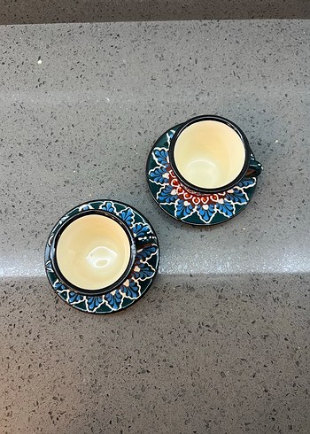 Renkli Seramik Türk Kahvesi Fincanı Seti - Görsel 3