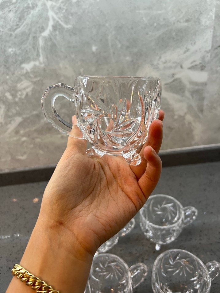 Kristal Görünümlü 3 ayaklı Cam Kupa - Görsel 3