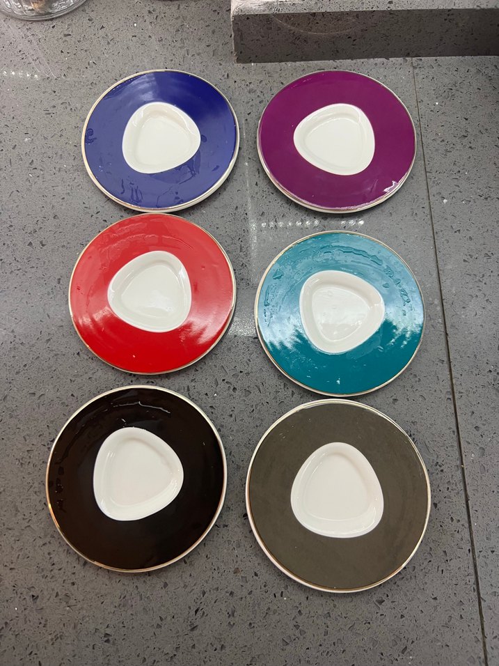 Altın Saplı Renkli Fincan ve Tabak Seti - Görsel 2