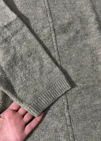 Gri V Yaka Örgü Salaş Kadın Kazak - Görsel 4