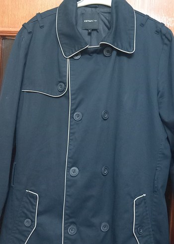 Düğmeli Lacivert erkek  Trençkot - Görsel 3