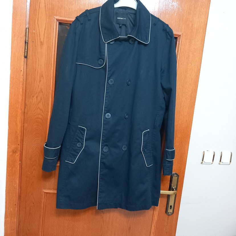 Düğmeli Lacivert erkek  Trençkot - Görsel 2