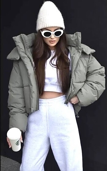 Zara suni deri crop puffer mont