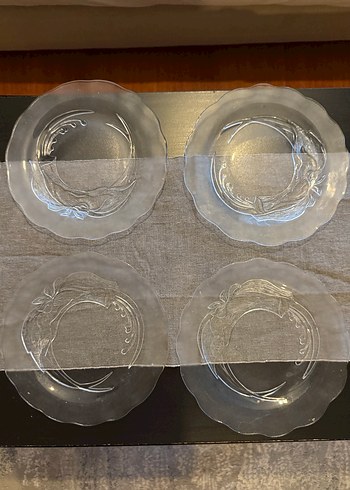 4lü Çiçek Desenli Cam Tabak - Görsel 3