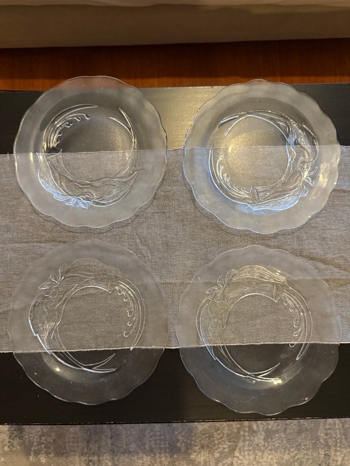 4lü Çiçek Desenli Cam Tabak - Görsel 3