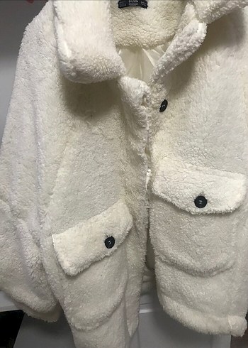 Beyaz Peluş Kadın Ceket - Görsel 2