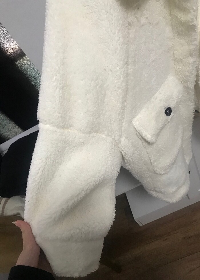 beyaz peluş ceket dilvin - Görsel 3