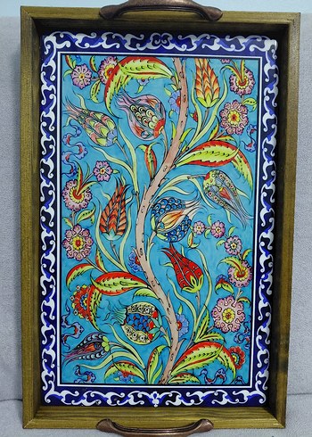 Bohem Tarzı Renkli Seramik Tepsi - Görsel 6