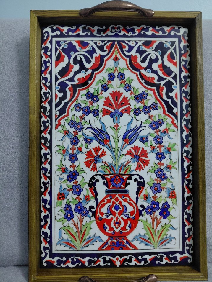 Bohem Tarzı Renkli Seramik Tepsi - Görsel 5