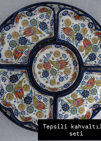 Mavi Çiçek Desenli Kahvaltılık Seti - Görsel 2