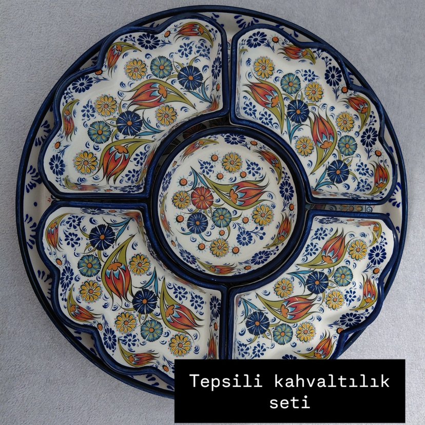 Mavi Çiçek Desenli Kahvaltılık Seti - Görsel 2