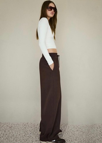 Bershka Kahverengi Barrel Fit Eşofman - Görsel 2