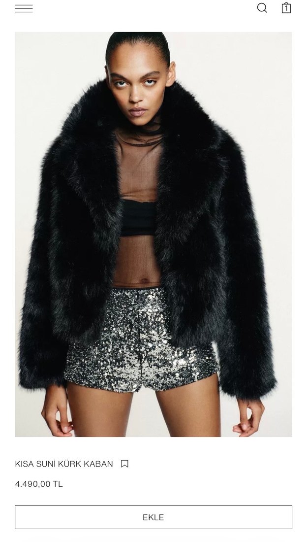 Zara Siyah Kısa Suni Kürk - Görsel 3