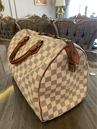  Beden ten rengi Renk Louis Vuitton damier azur canvas leather, speedy 35