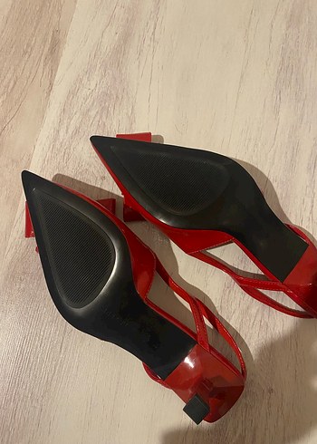 Kırmızı Fiyonklu Stiletto Topuklu Kadın Ayakkabı - Görsel 5
