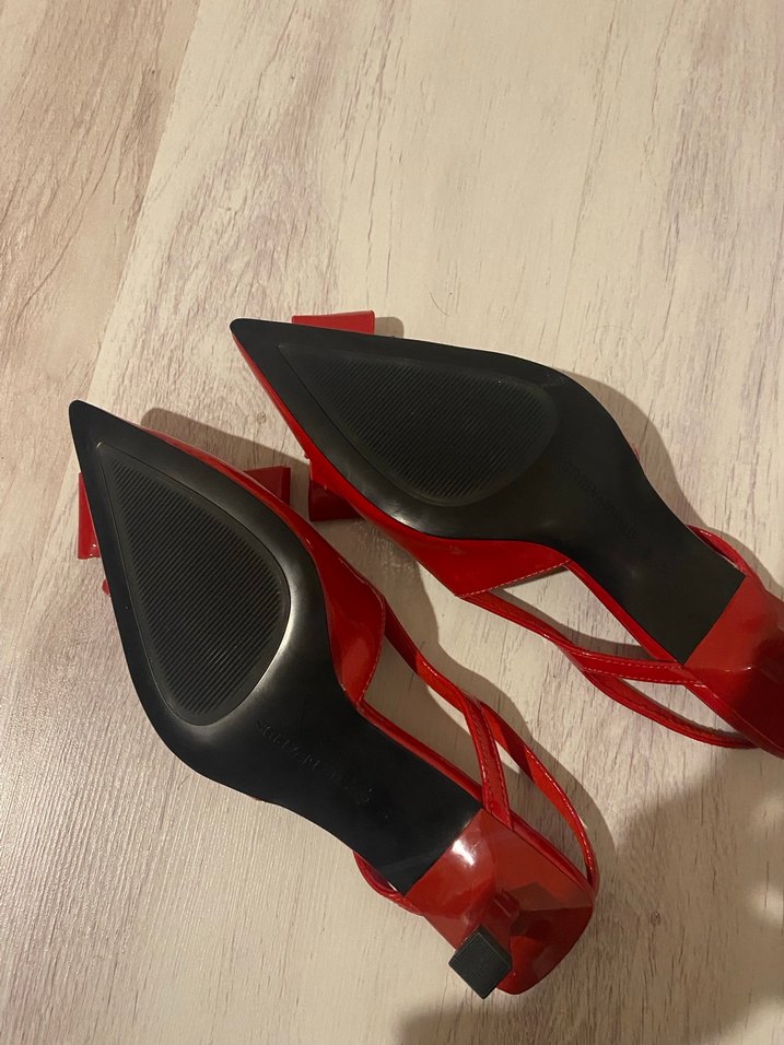 Kırmızı Fiyonklu Stiletto Topuklu Kadın Ayakkabı - Görsel 5