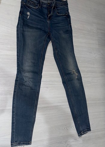 Lacivert yırtık Jean - Görsel 4