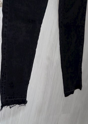 Düğmeli Siyah Kadın Kot Pantolon - Görsel 3