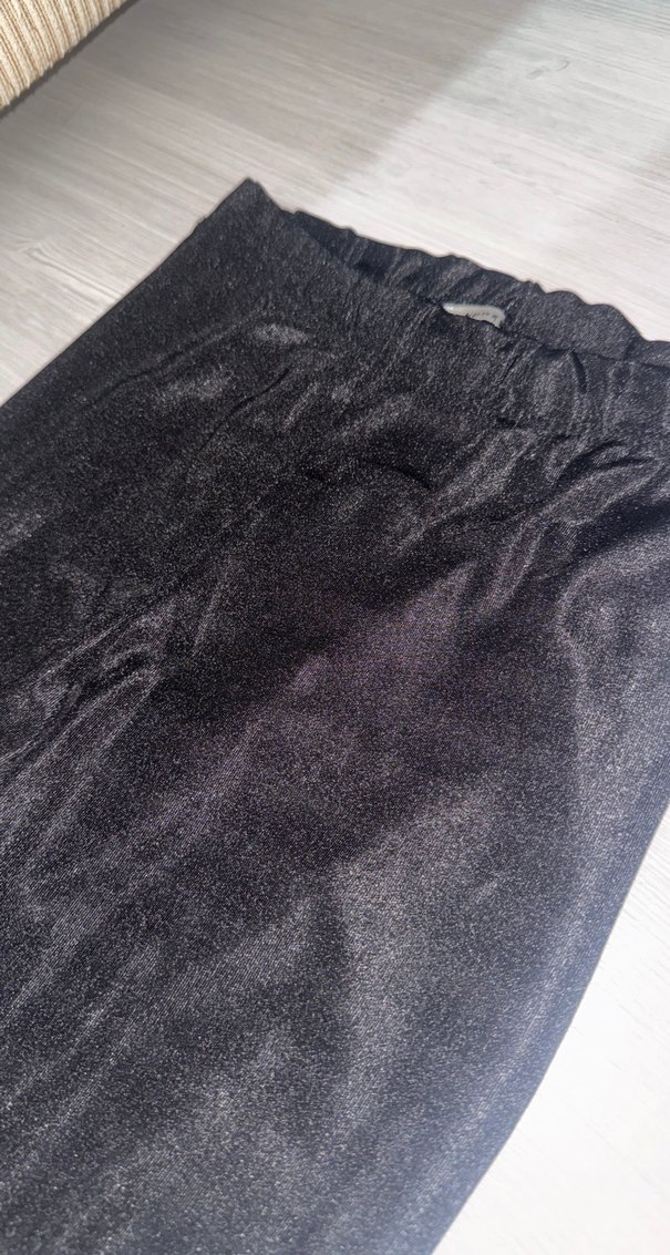 Siyah Kadın parlak simli  Midi Tayt - Görsel 2