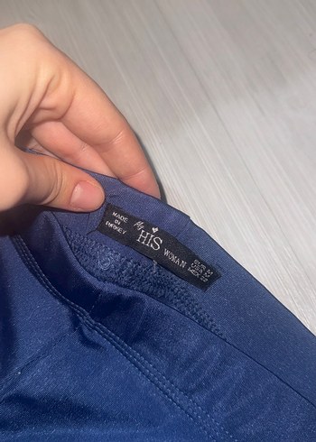 Mavi parlak simli Kadın tayt - Görsel 3